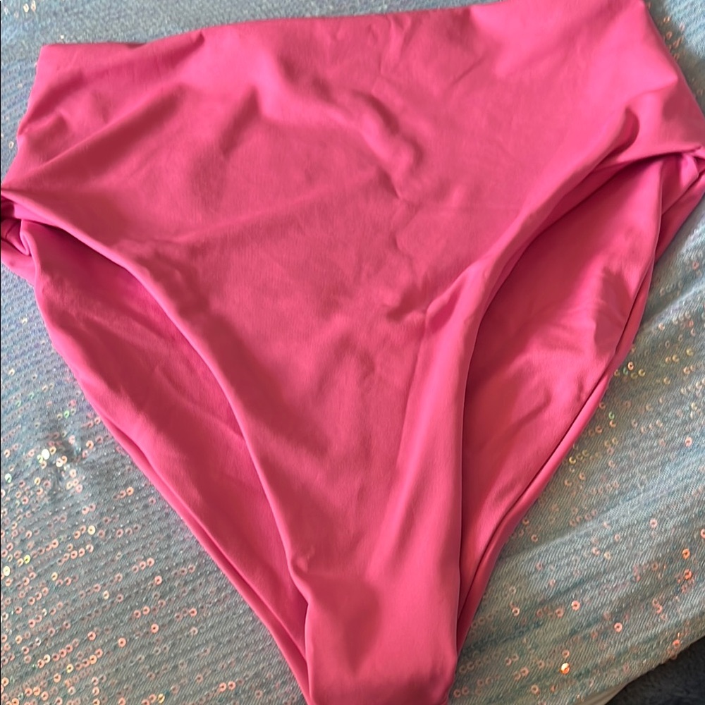 Pink High-Waisted Cheeky Bikini Bottom